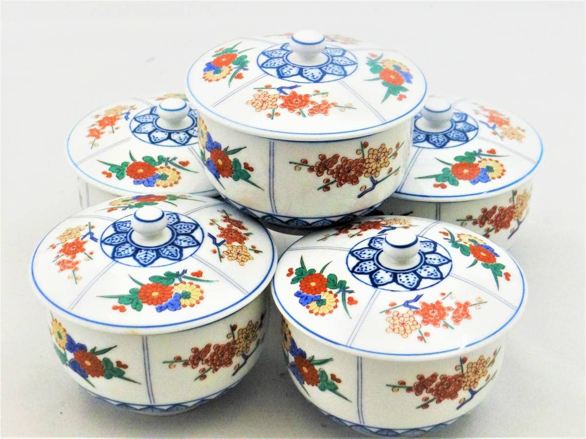 Amazon.co.jp: 有田焼 哲山窯作 色絵 御茶器 茶器セット 湯呑5個